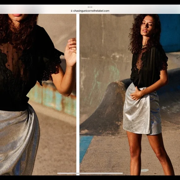 Chasing Unicorns La Isla Bonita Leather Wrap Skirt, Silver Small - Picture 3 of 8